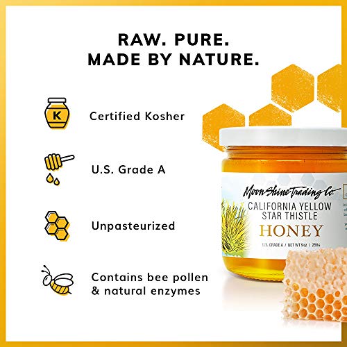 Moon Shine Trading Co. California Yellow Star Thistle Raw Honey | Award Winning Sweet Honey | 100% Pure, Unpasteurized, Natural & Unfiltered | Local Artisan Made #TOP6