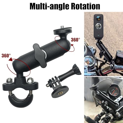 360° Motorcycle Bike Sports Camera Mount Holder Handlebar Bracket 1/4"-20 Ball Head Mount Compatible with GoPro Hero 13/12/11/10/9/8.. Insta360 X4 Ace Pro2 SJCAM DJI Action 5 Pro OSMO by ZTYIOHG - Used condition - Image 4