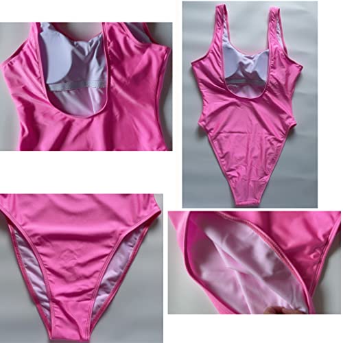 Muzhi Team Bride Swimsuit 80S/90S Inspired High Cut Low Back Padding One Piece Swimwear Bathing Suits Xlarge Baby Pink #TOP4