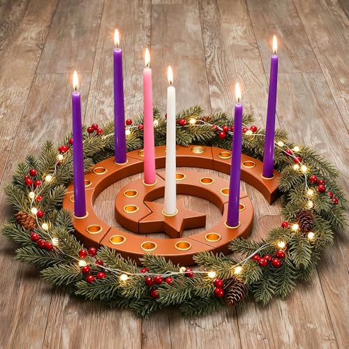 Hushee 1 Set Weihnachts-Adventskerzenhalter aus Holz, Spirale,...