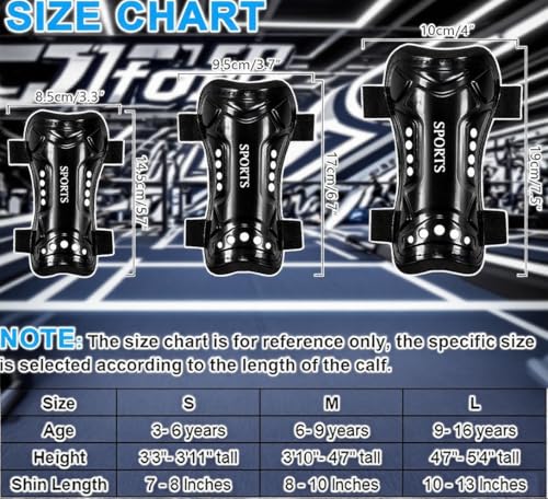 2 Pairs Soccer Shin Guards for Toddler Kids Youth, Soccer Shin Pads with Adjustable Double Strap for 3-14 Years Teens Lightweight Calf Protective Gear for Football Soccer (Black and Blue, M)