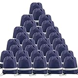 BeeGreen 30 Pieces Navy Blue Drawstring Backpacks Bulk, Reflective Gym String Bags DIY for Team Sports