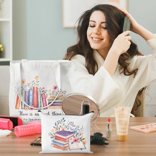 Image of Y1tvei Canvas Bags Gifts, Tote Bag with Makeup Pouch, Birthday Party Favors | Aesthetic Canvas Tote Bag cosmetic Pouch, Reusable Grocery Shopping Handbag, Women Travel Gift, Christian Religious Supply