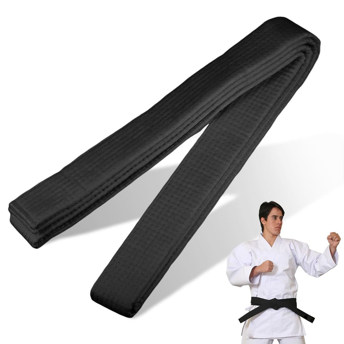 280CM Cintura Judo Karate Sportive Arti Marziali Cinture Taekwondo Professionale Aikido Cintura Tessuto Spesso Cintura Adulti Cintura Arti Marziali,Karate Arti Marziali (Nero)