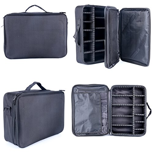 YaeKoo Professional Makeup Cosmetic Case Beauty Artist Storage Waterproof Tools Brushes Box Bag Holder Organizer with Shoulder Strap (Black)