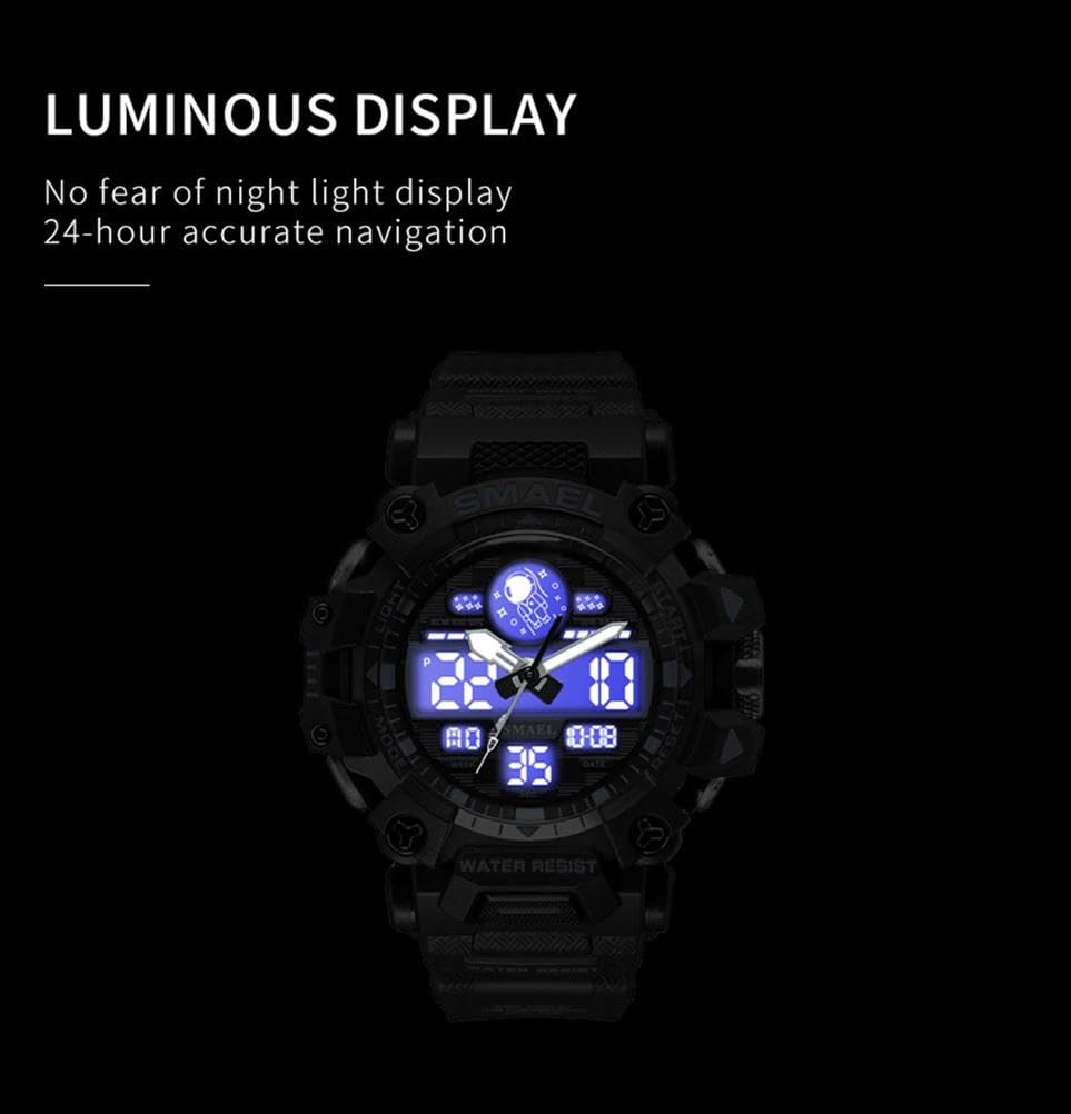 Montre Sport Homme Digitale Etanche 5 Bar avec Chronographe Alarme LED Eclairage Date-Montres avec Bracelet en Silicone