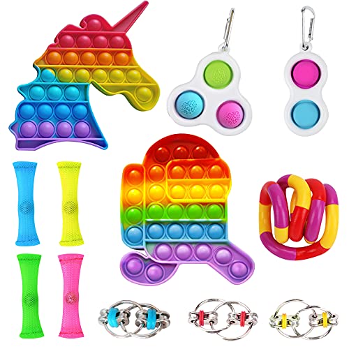 Popsit Fidget Toy Set, Anti Stress Spielzeug, Poppers Bubble Sensory Spielzeug, Stressabbau Pop-It Fidget Toys Squeeze Toys Autismus für Erwachsene und Kinder Cover