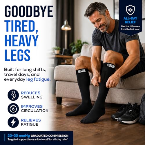 Image of SB SOX Compression Socks for Men & Women (20-30mmHg) - Best Compression Socks for Flying, Medical, Sports, Wide Calf Fit, and Daily Wear