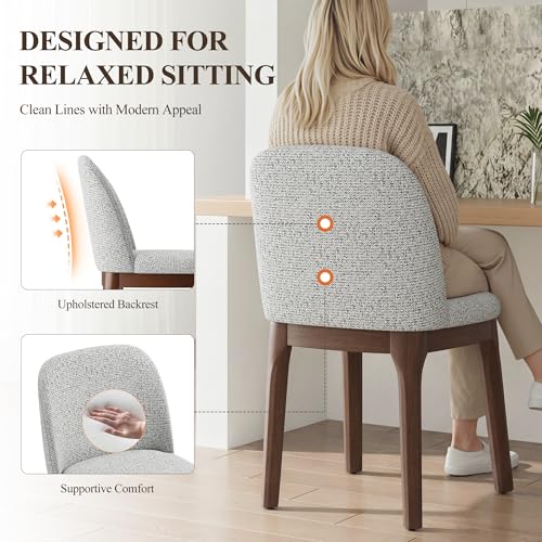 Image of MALOL Upholstered Dining Chairs with Thickened Solid Wood Legs, Mid Century Modern Kitchen & Dining Room Chairs Set of 2, Comfortable Side Chairs for Dining Room, Kitchen, Light Grey