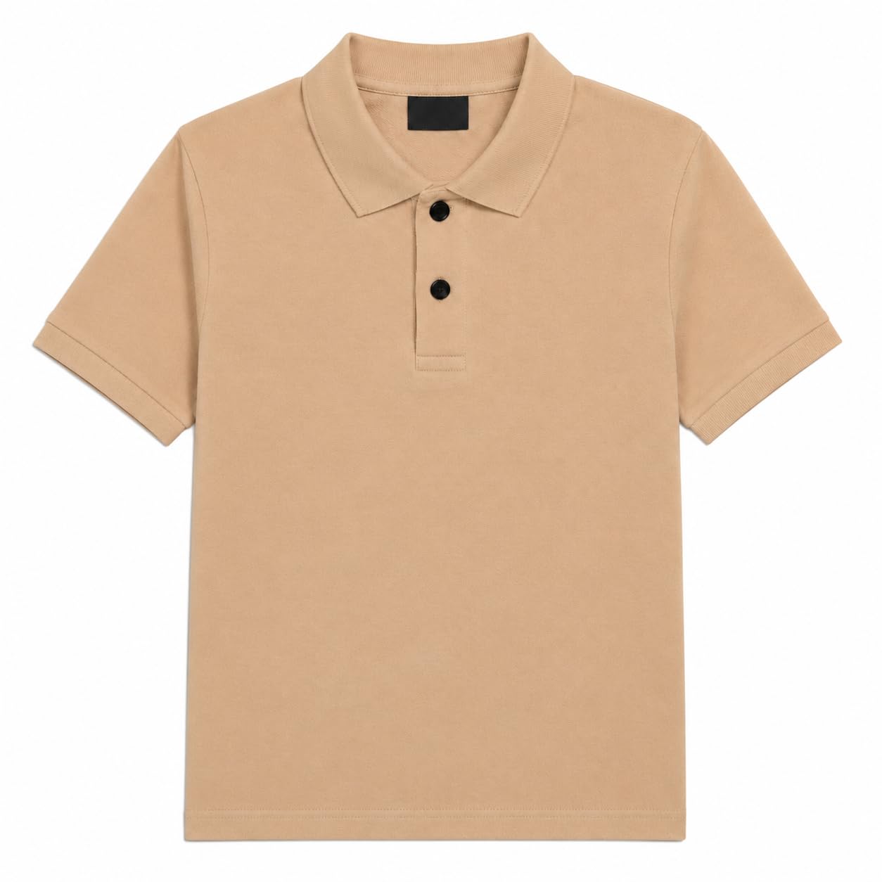 Men's Cotton Solid Polo T-Shirt Half Sleeves Beige-image-10