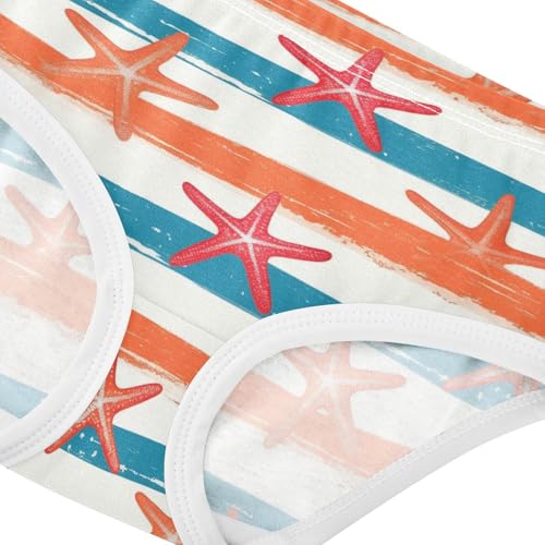 Wusikd Starfish on Stripes Girls' Underwear Cotton Girls Briefs Soft Toddler Underwear 2T4