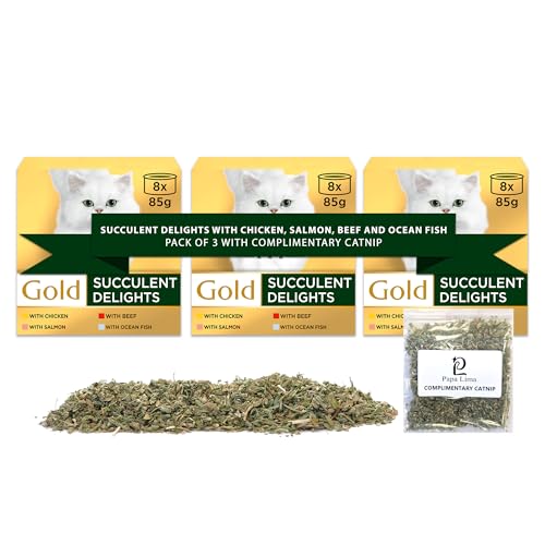 Papa Lima Wet Cat Food Bundle | Succulent Delights with Chicken, Salmon, Beef and Ocean Fish | 24 x 85g Tins + Pure Canadian Catnip | Pack of 3 for Happy, Healthy Cats