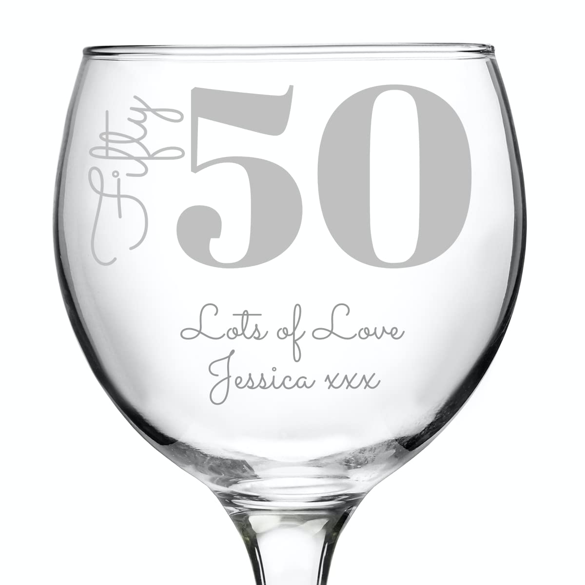 Personalised 50th Gin Balloon Glass with Gift Boxed and Stainless Steel Straw - Unique Gift Set for Men or Women 50th Birthday Gift with Eco Friendly Packaging