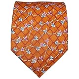 Angelo Villonce Corbata Floral Hombre de Seda 100% Italiana - Elegante para Boda, Fiesta, Oficina, Traje y Eventos (Naranja tostado, Pala 8.5 cm)