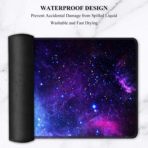 Hsurbtra Large Mouse Pad, 900 x 400 mm Large Gaming Mouse Mat Stitched Edge, XXL Extended Waterproof Computer Keyboard Mousepad, Laptop Desk Pad with Non-Slip Rubber Base for Gaming Office, Galaxy