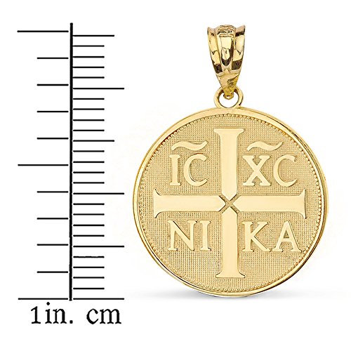 Religious Jewelry 10k Gold Christogram Symbol IC XC NIKA Jesus Christ Conquers Medallion Necklace2