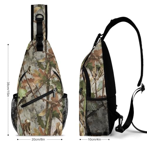 Fashion Sling Backpack, Daypack, for Camo Trees Leaves Hunting Camouflage Crossbody Rope Chest Rucksack, Tote Bags, Gym Bags Sack Daypack Outdoor Backpack for Man Women Lady s2