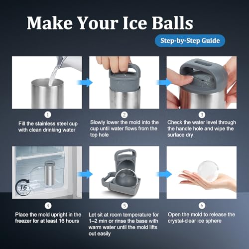 Molde para esfera de hielo transparente de 2.4 pulgadas miniatura 6