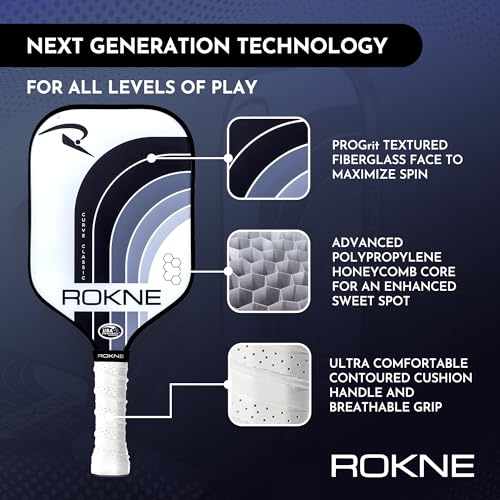 Image of ROKNE Curve Classic Pickleball Paddle | USAPA Approved Fiberglass Pickleball Paddles | Elevate Your Game with Precision Engineering & Comfort | ProGrit Texture for Max Spin & Power | Paddle