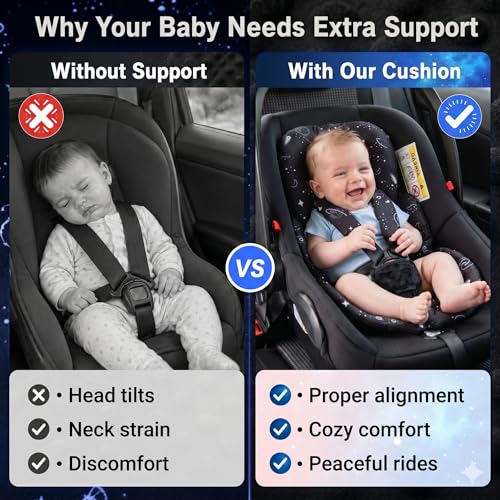 Image of Infant Support Cushions, Insert for Car Seats, Stroller Cushions, Black
