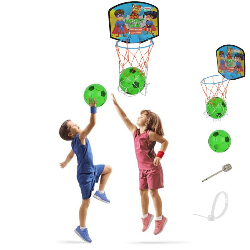 Image of Asian Portable Plastic Basketball with Hoop for Kids Multicolor (Super Hero Theme)