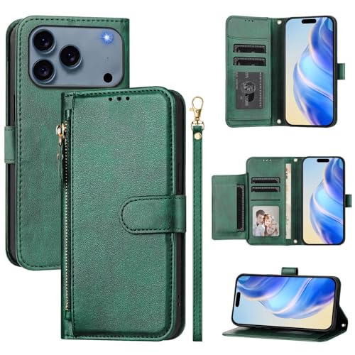 Étui rabat iPhone 17 Air vert tout-en-un contre les chocs et les rayures