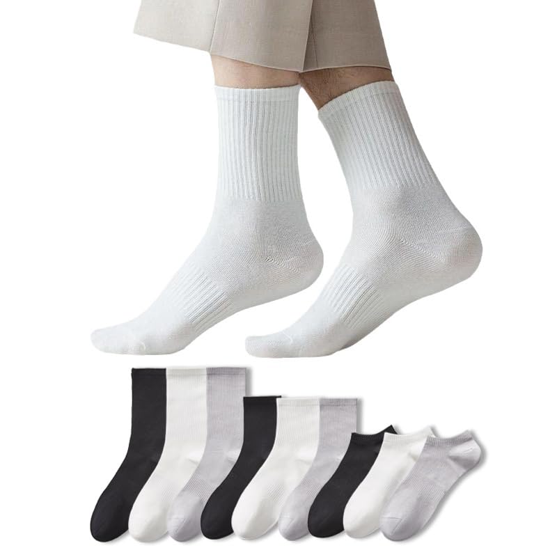 5 Pairs Cotton Socks - Casual Athletic Gym Lightweight Thin Crew Socks for Men and Women - Aesthetic