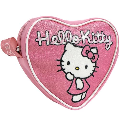 Bolso Hello Kitty Niño Disney   Bolso bandolera corazón rosa con cierre de cremallera y correa ajustable para niña