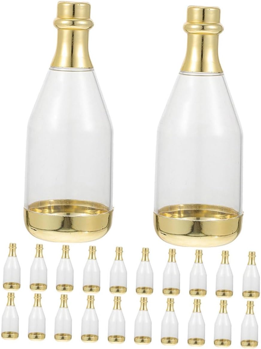 20pcs Gold Bottle Shaped Candy Containers Mini Wine Bottles Wedding Candy Boxes Party Favor Supplies Packaging