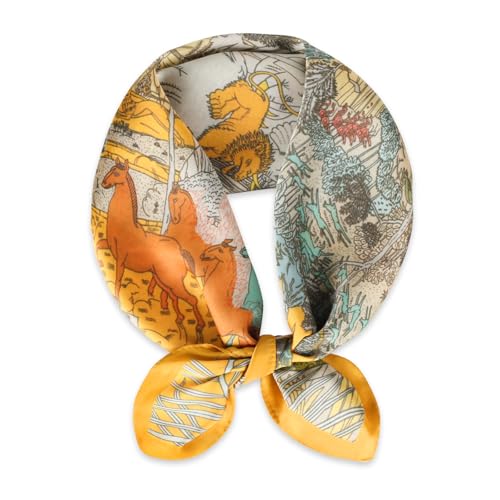 Relang Fashion Silk Satin Head Scarf for Women Hair Bandana Hair Scarf Wrap Neck Scarf for Women 27.5×27.5 inches Yellow One