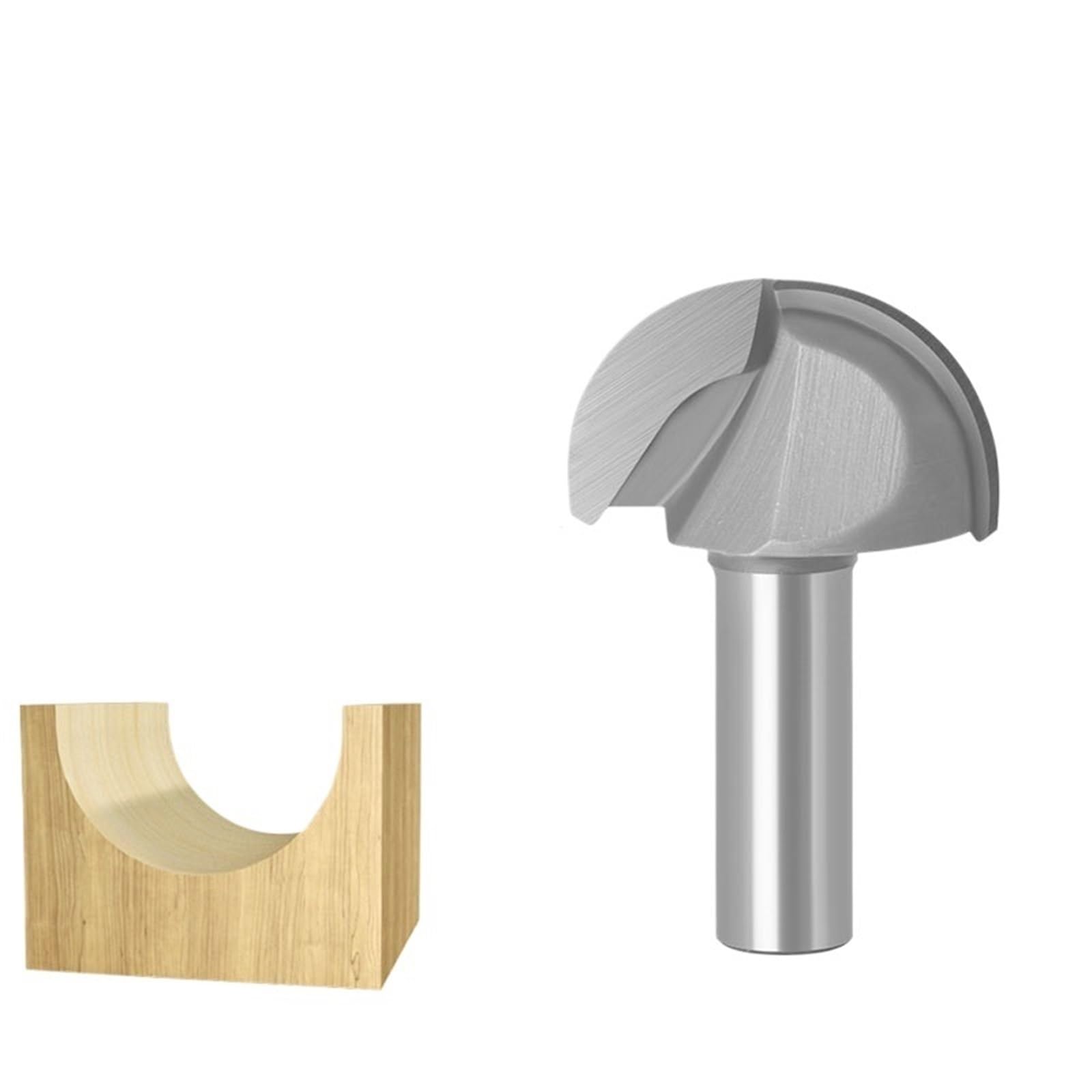 Taomenjs 12*38.1Mm Round Nose Cove Core Box Router Bit, 12Mm Shank Tungsten Carbide 2 Flutes Woodworking Milling Cutter(12 * 38.1Mm)