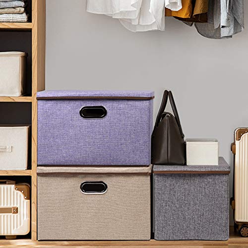 Uujoly Large Foldable Storage Bins With Lids, Cube Collapsible Nursery Storage Box For Bedroom, Wardrobe, Shelf, Office (Purple) #TOP5