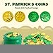 JOYIN 209PCS St Patrick’s Day Pot of Gold Set, 208 Lucky Leprechaun Plastic Coins and 1 Green Cauldron with Handle Saint Patricks Party Supplies