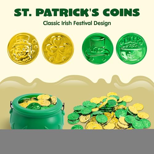 Joyin208stpatricksdayluckyleprechaunplasticcoinsand1largegreencauldronwithhandlesaintpatrickspotofgoldpartysupplies Urban Country Home Decor Joyin 208 st patricks day lucky leprechaun plastic coins and 1 large green cauldron with handle saint patricks pot of gold party supplies urban country home decor