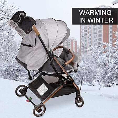 Handwärmer Kinderwagen Handschuhe Handmuff mit warme Fleece und Baumwolle Innenseite Wasserdicht und Winddicht Stroller Handmuff Universalgröße Winter Geschenk für Neue Eltern Schwarz