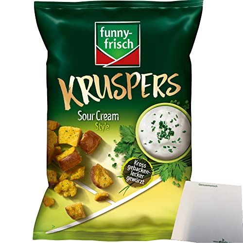 funny frisch Kruspers Sour Cream Style lecker gewürzt vegetarisch 1er Pack (1x120g Tüte) +usy Block