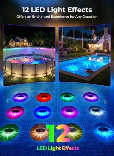 Floating-Solar-Pool-Lights 4 Pack, RGBWW 12 Lighting Modes Remote Control - 1