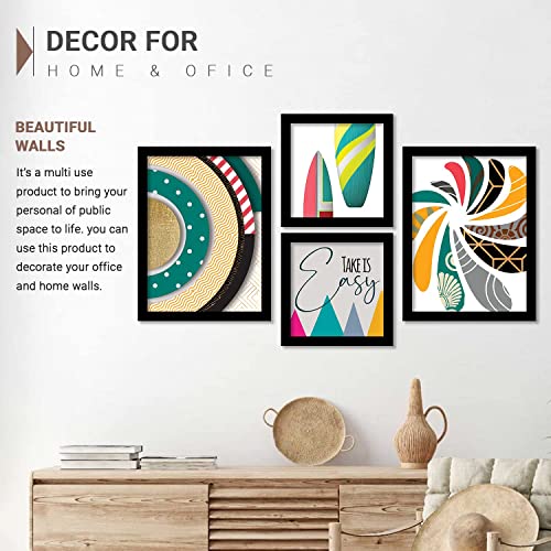 Image of kotart - Decorative Modern Wall Art Home Dacor Abstract Painting poster With Frame For Living Room Bed Room Hotel Wall Decor Digital Reprint Engineered Wood Set of 4 (Art 5, Big (13x17 or 13x13 inch))