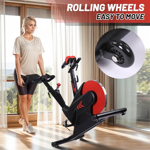 Image of GarveeLife Exercise Bike, Cardio Stationary Bikes for Home, 276LBS Weight Capacity Indoor Cycling Bike with LCD Monitor, Smart App, Seat Cushion, Rear Flywheel, Workout Bike for Home Cardio