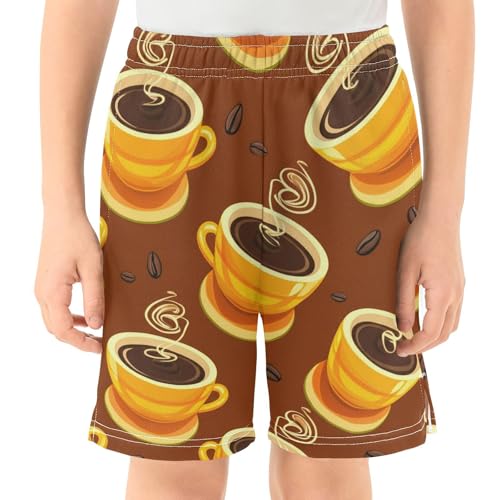 J JOYSAY Cup Beans Aroma Brown Boys Athletic Shorts Kids Youth Casual Shotrs with Pockets Elastic Waistband2