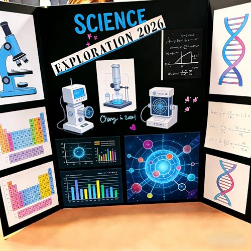 Image of AKONEGE 3PCS Black Trifold Poster Board 21 inchx14 inch for Display & Presentation | Mini, Corrugated Cardboard, Display Board, Presentation Board, Ideal for School Project, Science Fair, Business Exhibition