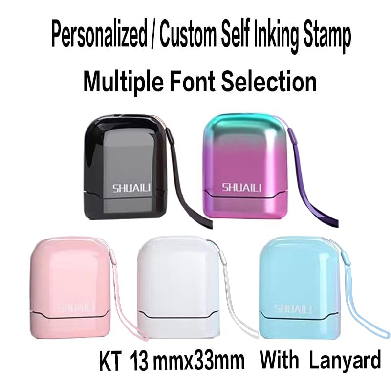 Sello de firma | Sello personalizado con nombre | 5 estilos y 4 colores de tinta y 50 opciones de fuente 【Tinta gratis】