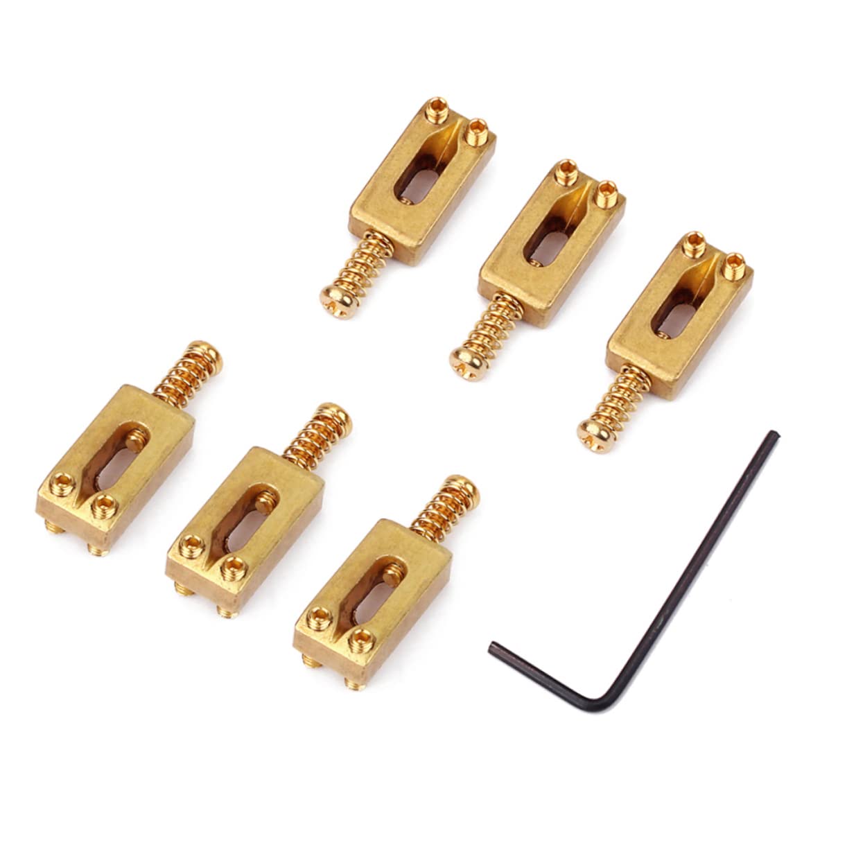 HANABASS Sturdy Brass Saddles for Electric Guitars 6 Compensated Bridge Saddles with Wrench and Inspection Label Gaq13