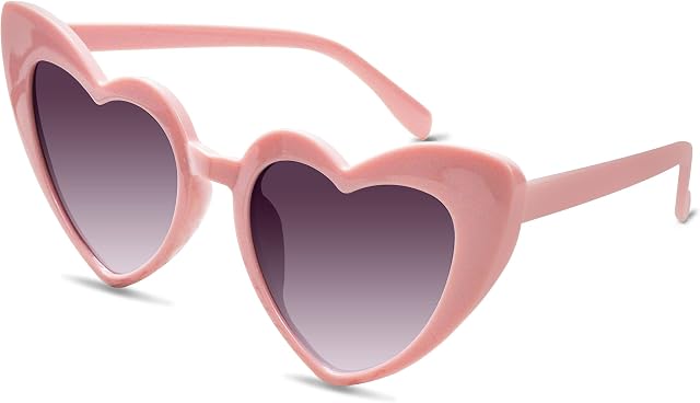 beifon Fashion Heart Sunglasses 70s Vintage Heart Shaped Glasses UV400 Protection Love Heart Glasses Fancy Style Colorful Glasses Summer Party Beach Carnival Eyewear for Women Men Kids