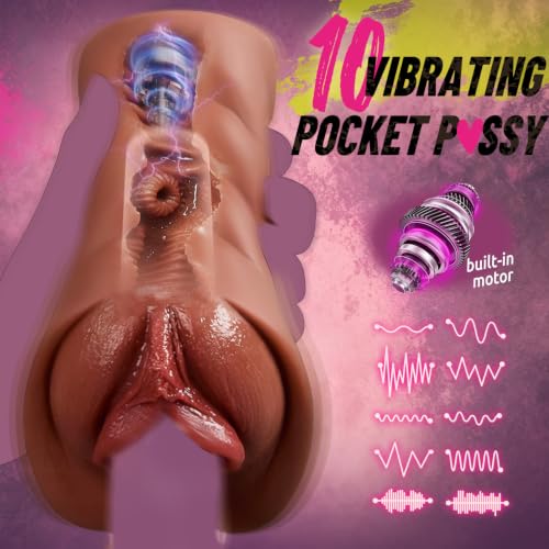 Image of AI Sync Vibrating Pocket Pussy Male Masturbator Sex Toys for Men,Thick Labia Pussy Masturbators Sex Toy with 5D Deep Vagina and Tight Anus, Lifelike Male Stroker Adult Sex Toys for Men Masturbation
