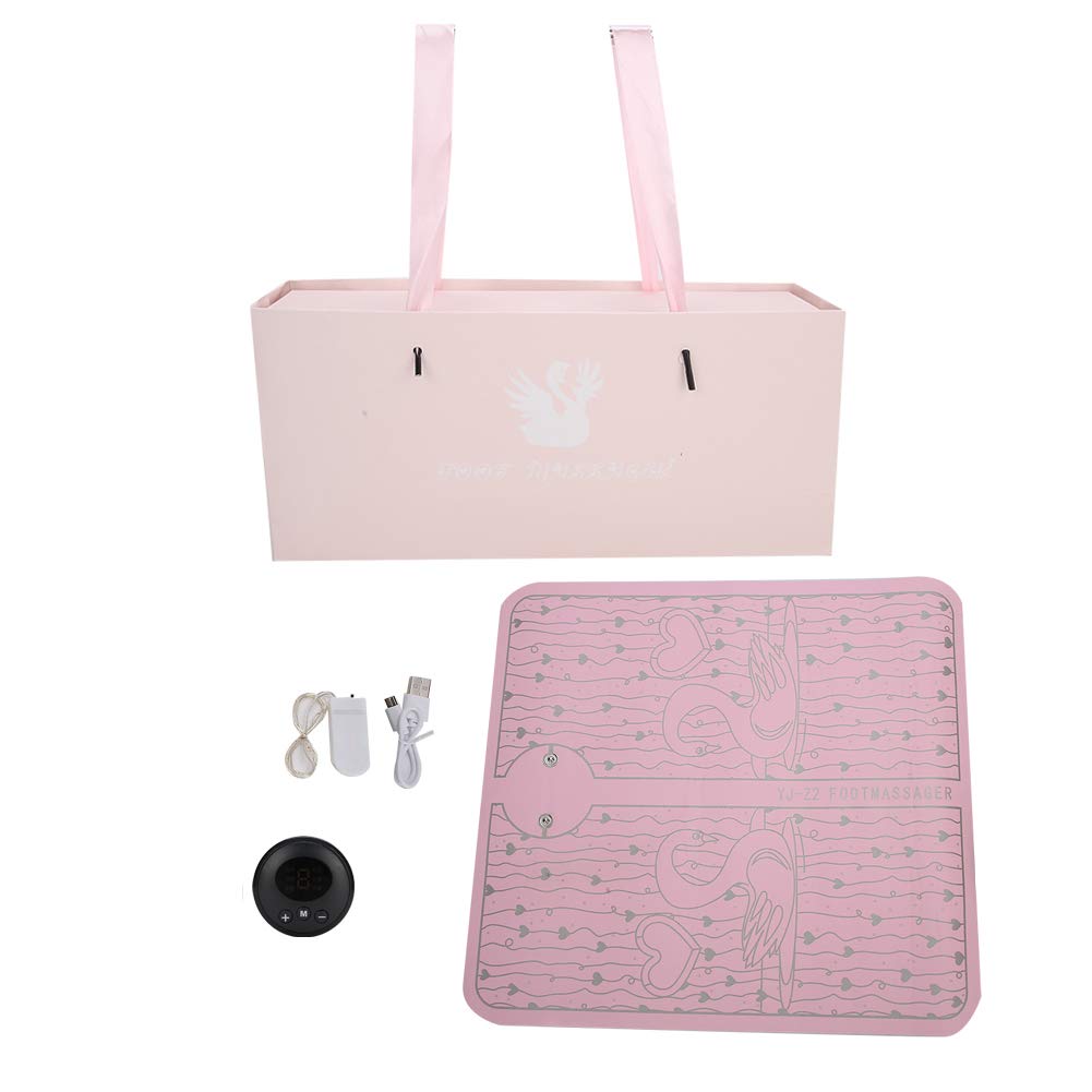 Tapis de massage électrique pour les pieds, tapis de massage électrique, chargement USB, coussin de façonnage des jambes, 6 modes, 9 forces (rose)