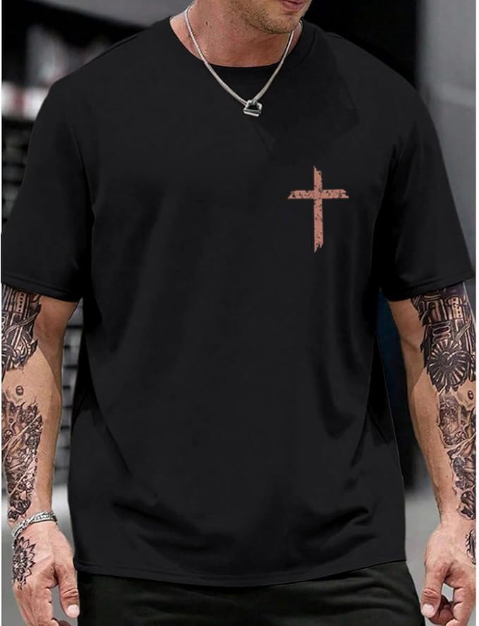 Faith Shirts for Men Truth Bible Verse T-Shirt Christian Cross Graphic Tees Religious Faithful Short Sleeve Tops - Image 2