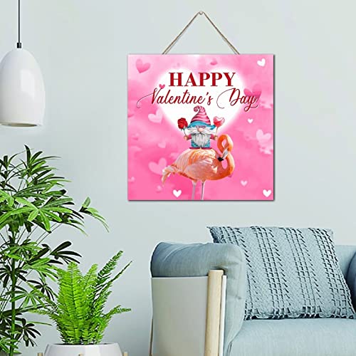 Panneau en bois avec citation en bois antique, cadeau Saint-Valentin et nain de flamant rose