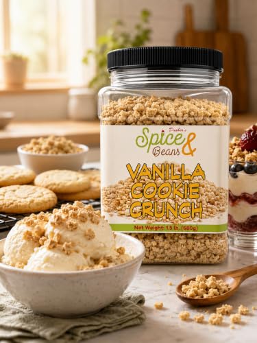 Image of Vanilla Cookie Crunch 1.5 lb | Dessert Topping & Decoration for Ice Cream, Sundaes, Cakes, Cupcakes, Milkshakes & Frozen Yogurt | Bulk Resealable Container | Dasher's Spice & Beans