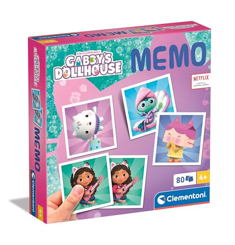 Clementoni - 18300 - Memo Gabby's Dollhouse - Gioco Di Memoria E Associazione, Carte Da Accoppiare, Gioco Educativo Bambini 3 Anni, Gioco Di Carte, Gioco Da Tavolo Bambini, Made In Italy